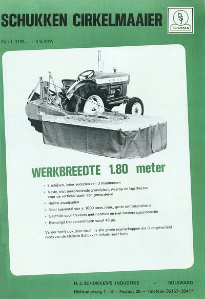 schukken cirkelmaaier werkbreedte 1.80 meter