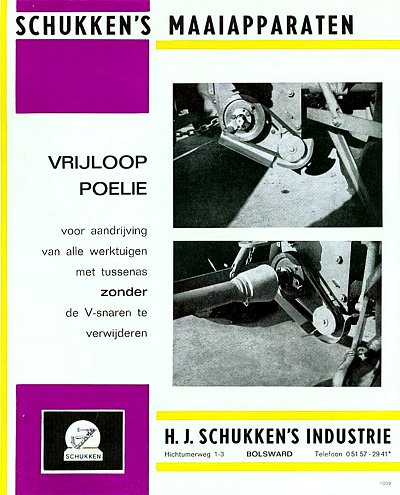 schukken vrijloop poelie voor op de aftakas